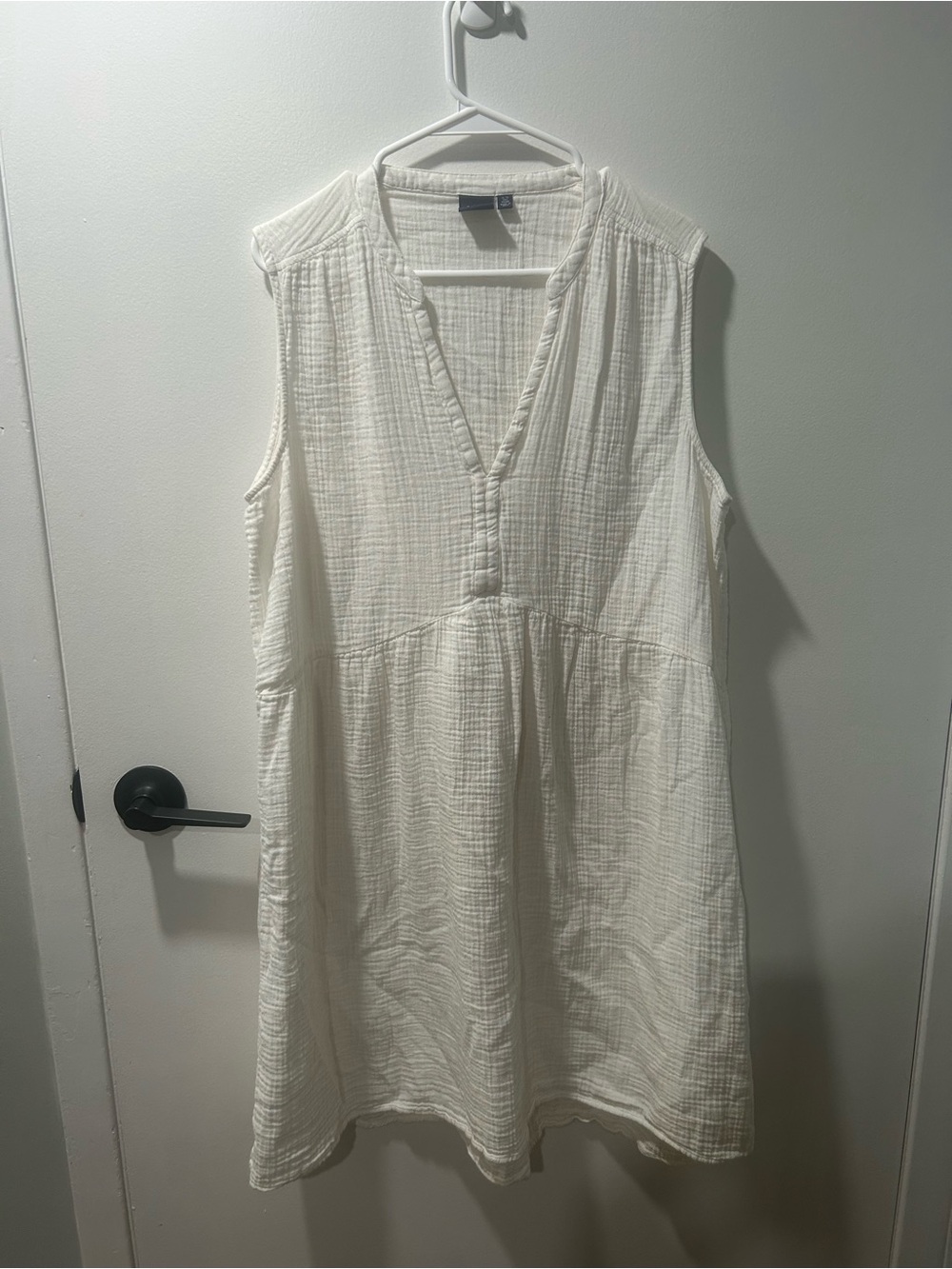 GAP White Cotton Gauze Sleeveless Midi Dress - XL Tall